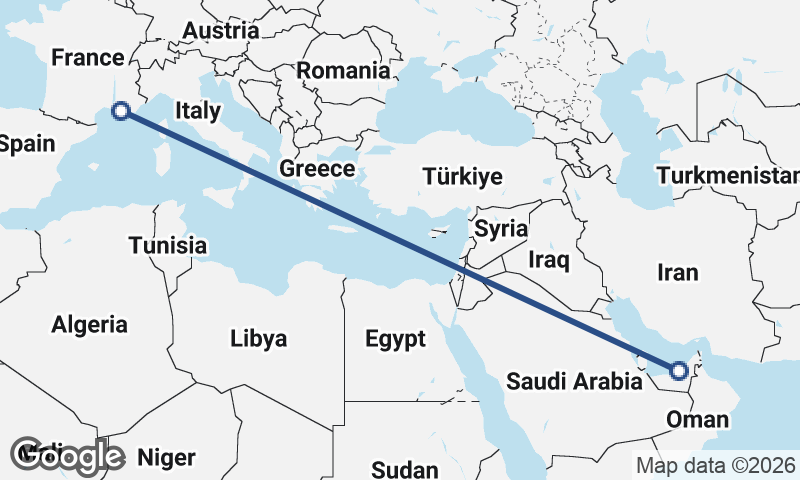 Abu Dhabi to Marseille