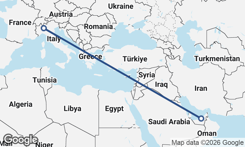 Abu Dhabi to Milan