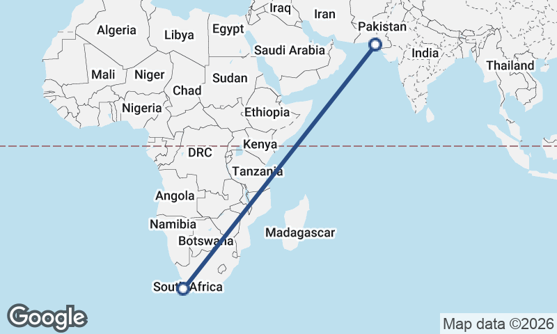 Karachi to Cape Town