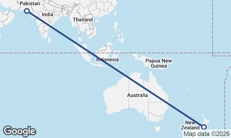 Karachi to Wellington