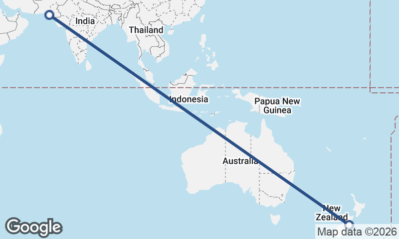 Karachi to Christchurch