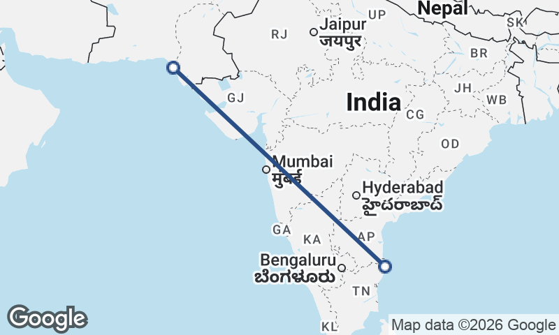 Karachi to Chennai