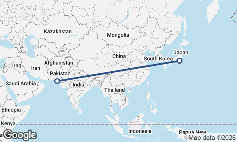 Karachi to Yokohama