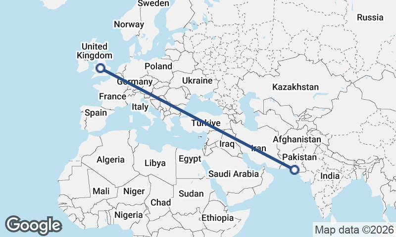 Karachi to Birmingham