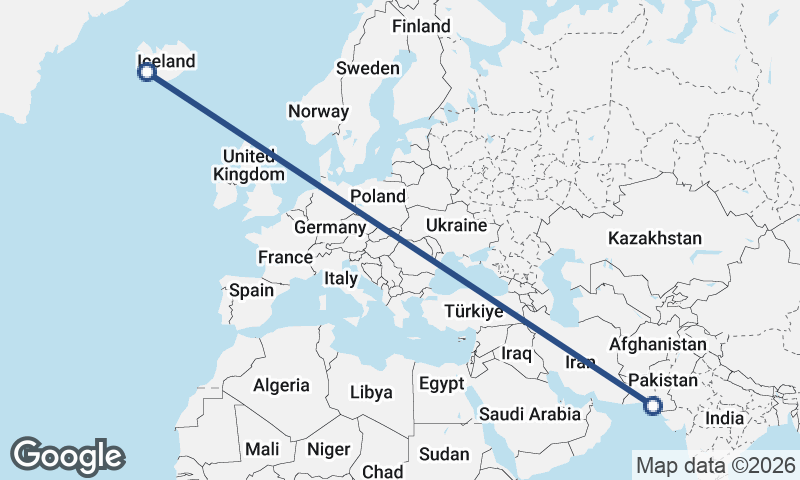 Karachi to Reykjavík