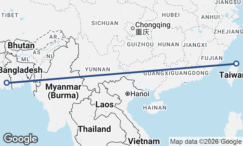 Taipei to Kolkata