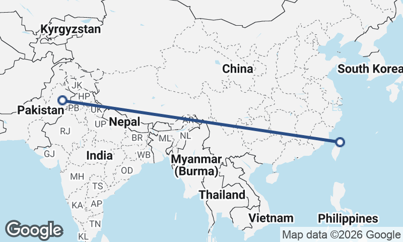 Taipei to Faisalabad