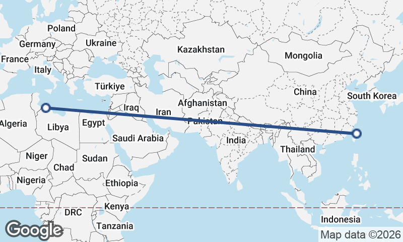 Taipei to Tripoli