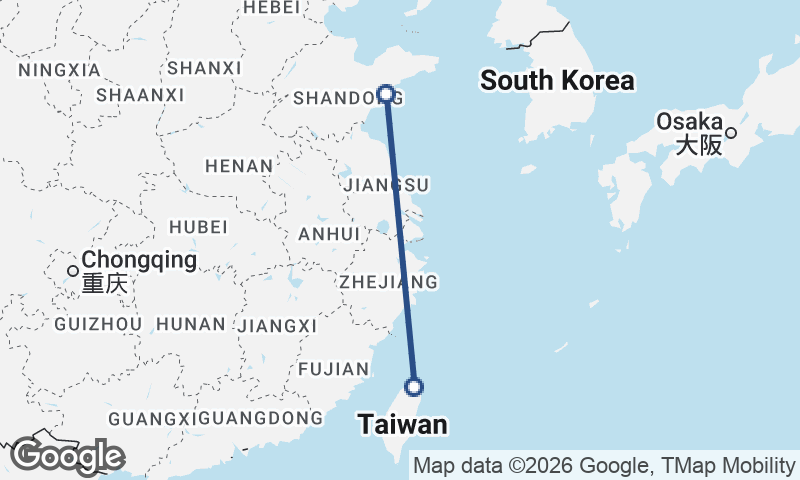 Taipei to Qingdao