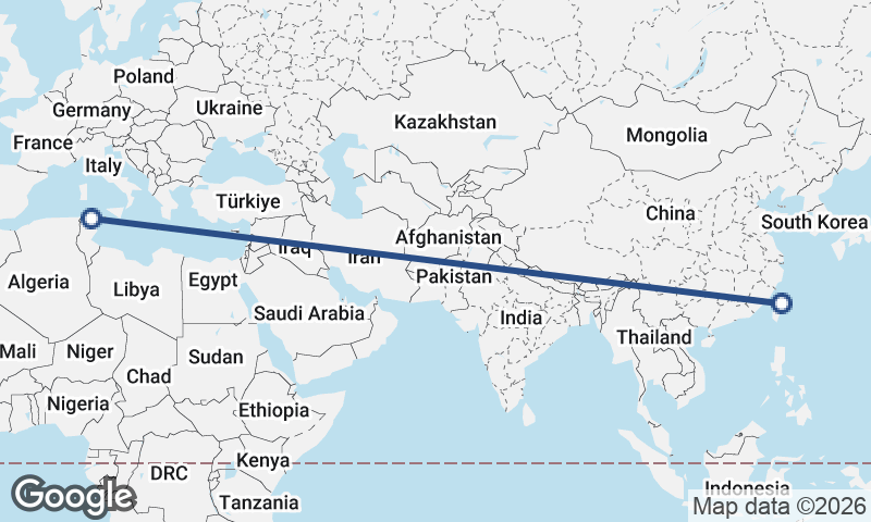 Taipei to Tunis