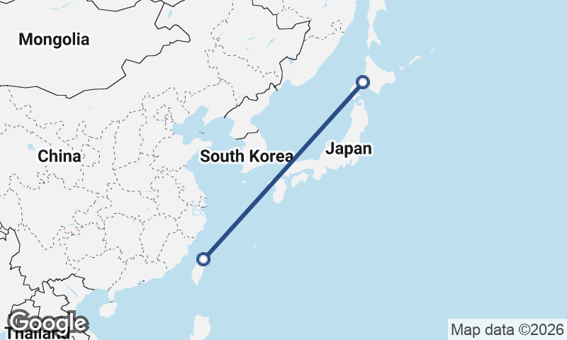 Taipei to Sapporo