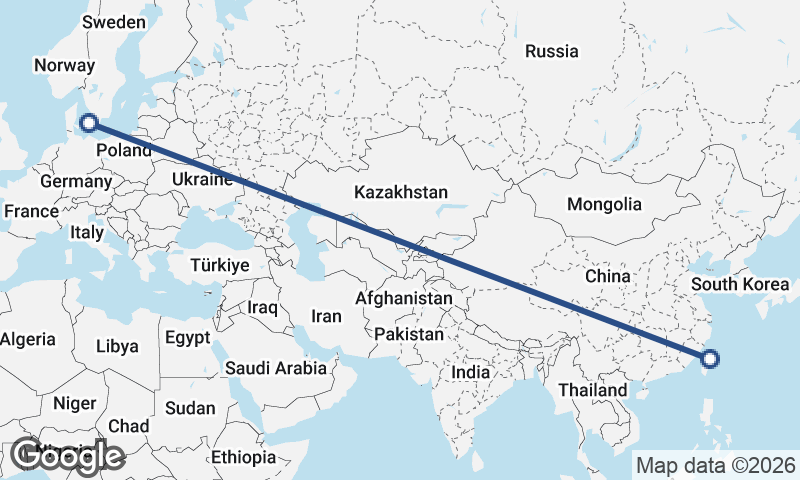 Taipei to Copenhagen