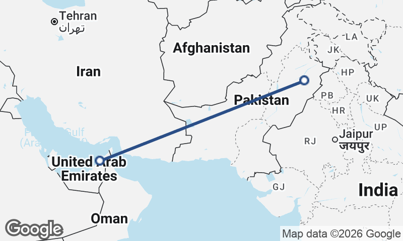 Dubai to Faisalabad