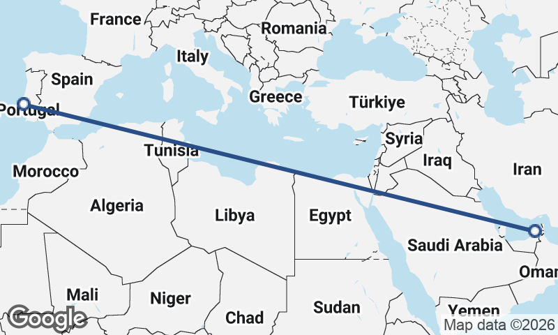Dubai to Lisbon