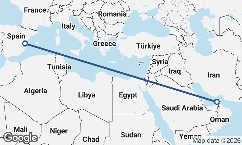 Dubai to Valencia