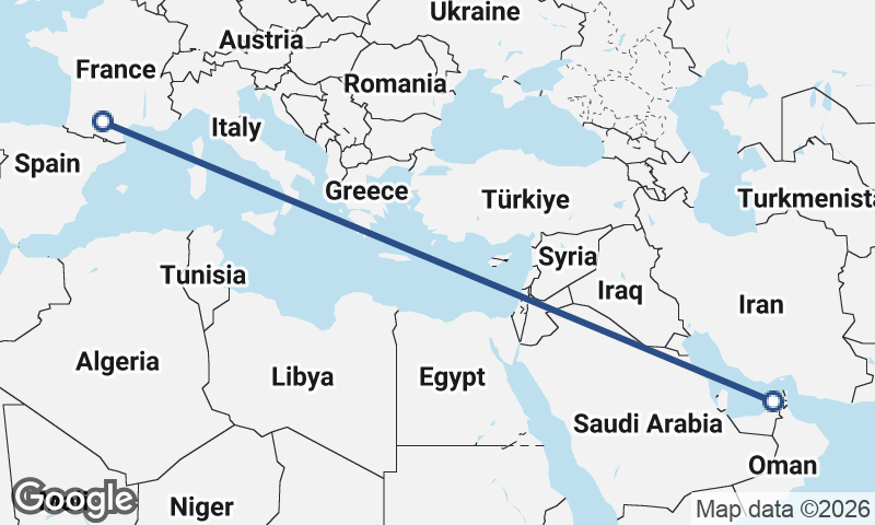 Dubai to Toulouse