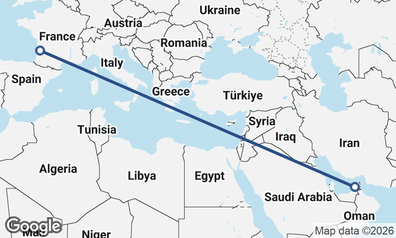 Dubai to Bordeaux