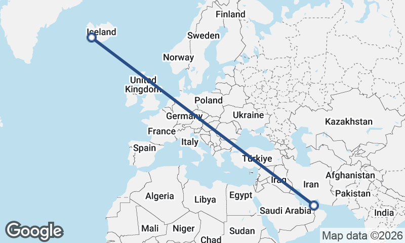 Dubai to Reykjavík