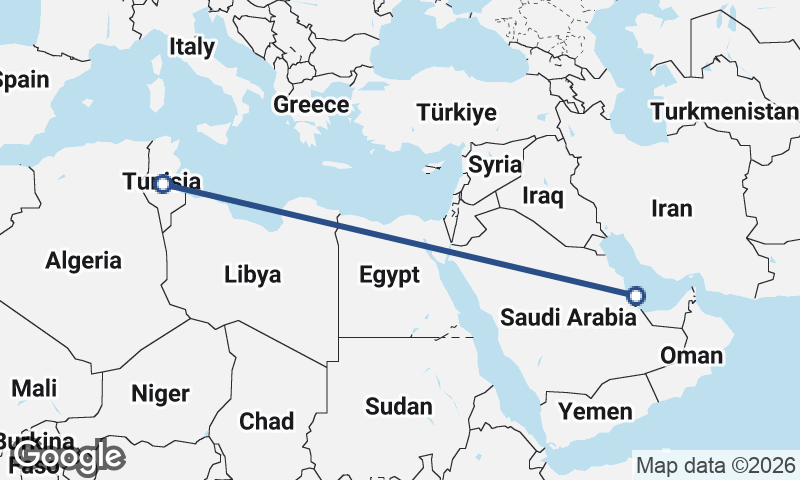 Qatar to Tunisia