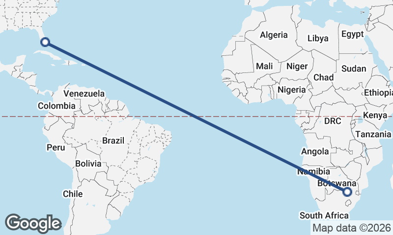 Miami to Johannesburg