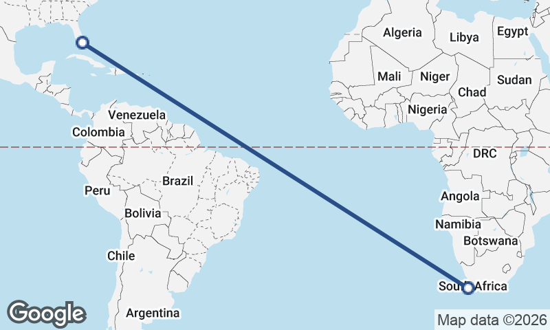 Miami to Cape Town