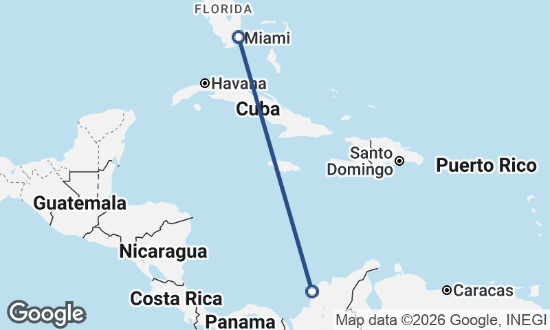 Miami to Cartagena