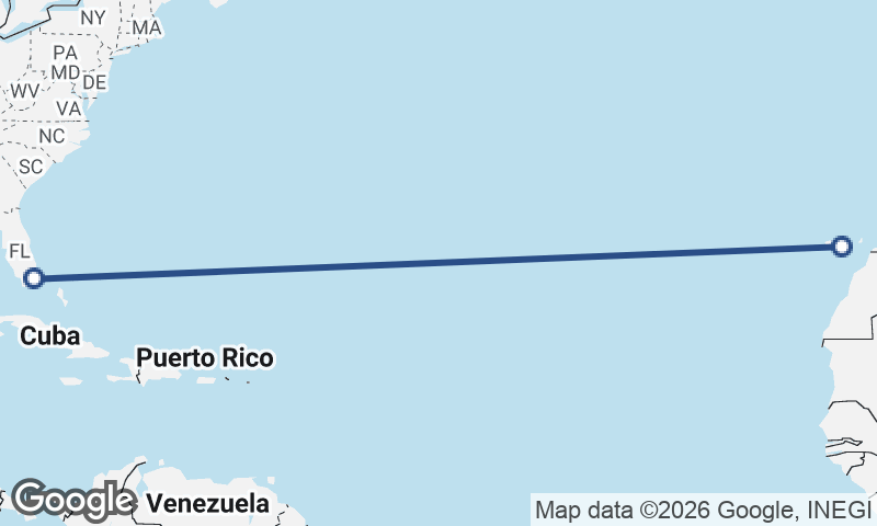 Miami to Las Palmas de Gran Canaria