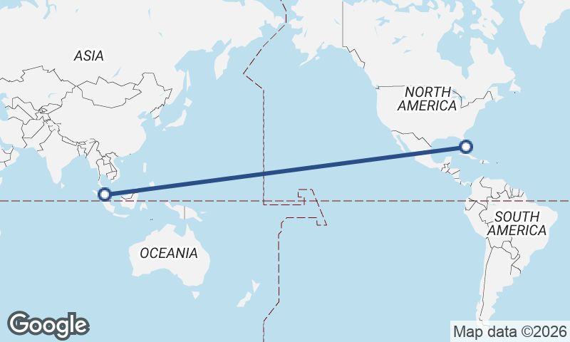 Miami to Kuala Lumpur