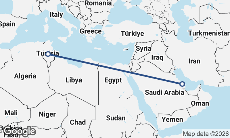 Bahrain to Tunisia