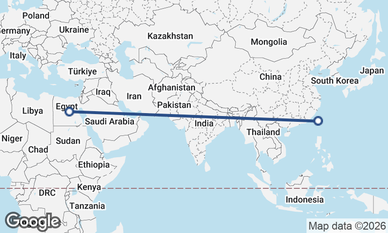 Egypt to Taiwan