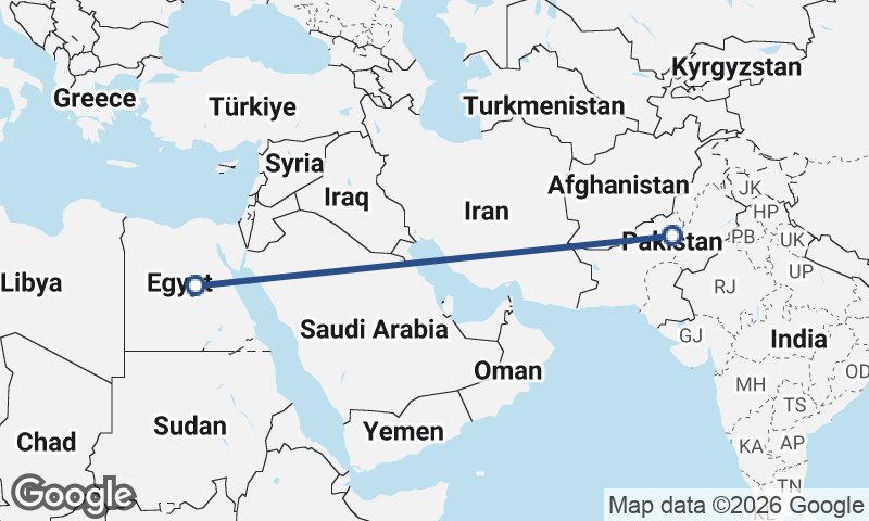 Egypt to Pakistan