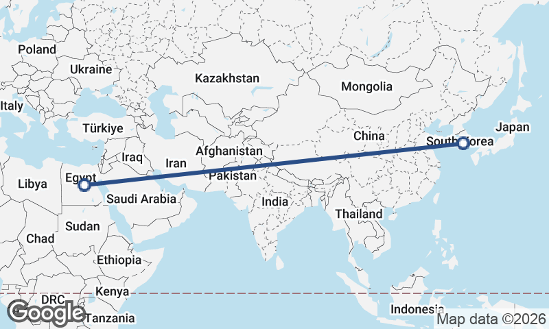 Egypt to South Korea