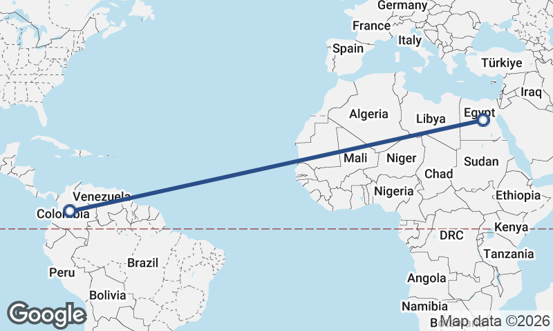 Egypt to Colombia