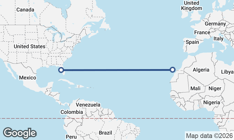 Tampa to Las Palmas de Gran Canaria