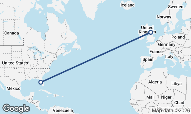 Tampa to Newcastle upon Tyne
