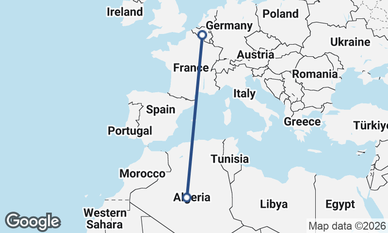 Algeria to Belgium