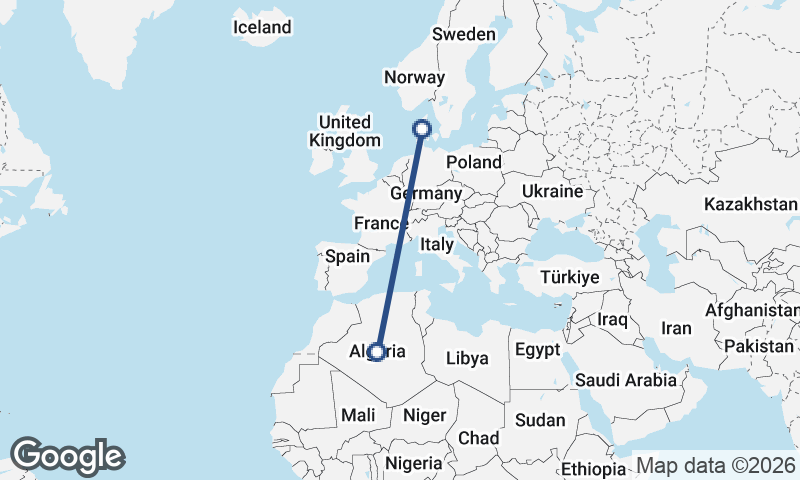 Algeria to Denmark