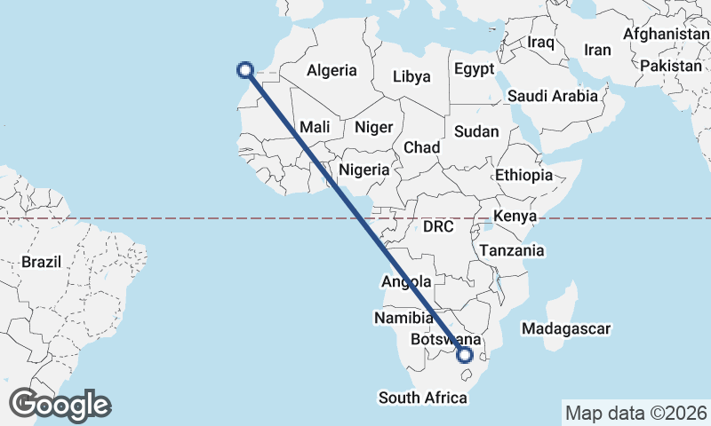 Las Palmas de Gran Canaria to Johannesburg