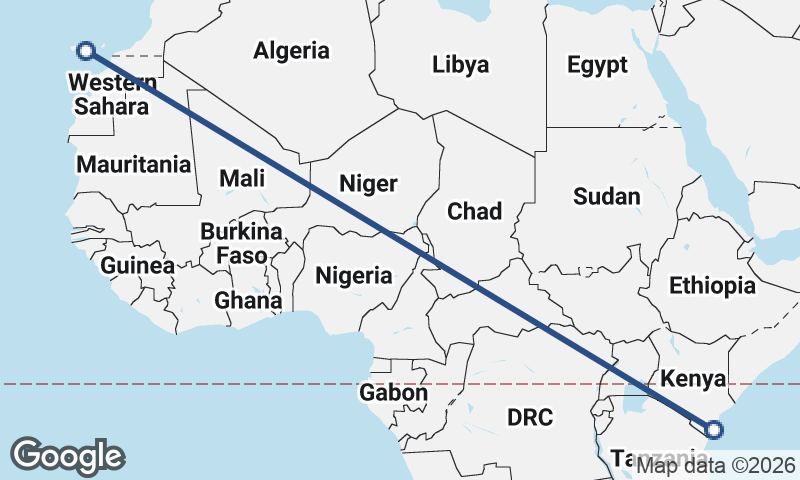 Las Palmas de Gran Canaria to Mombasa