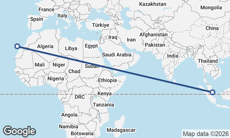 Las Palmas de Gran Canaria to Singapore