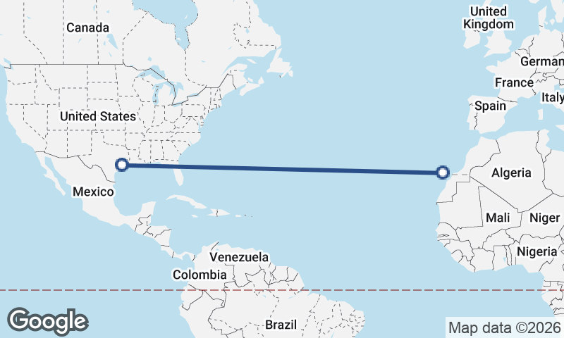 Las Palmas de Gran Canaria to Houston