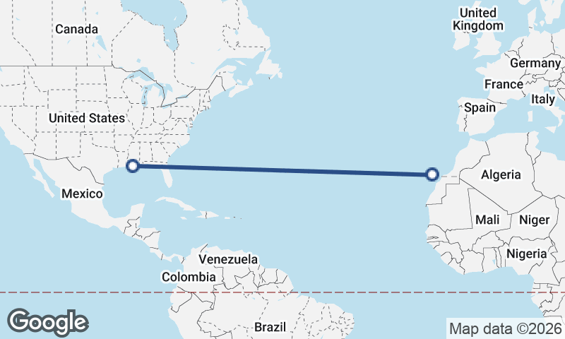 Las Palmas de Gran Canaria to New Orleans