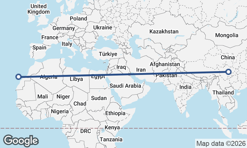 Las Palmas de Gran Canaria to Chengdu