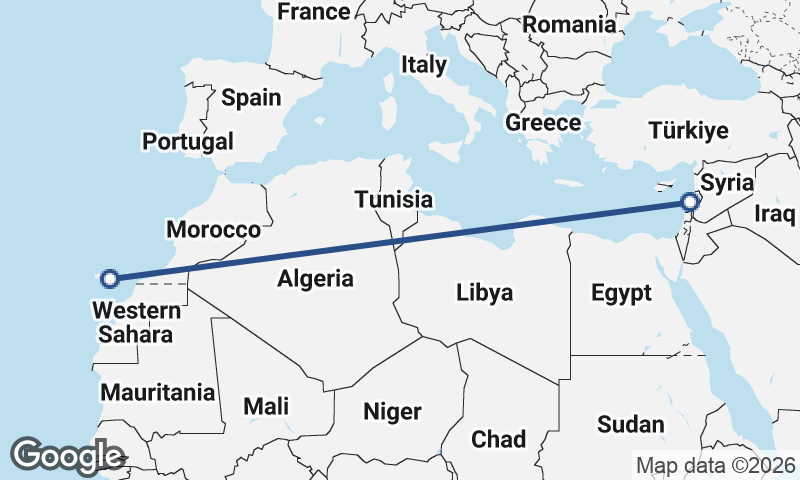 Las Palmas de Gran Canaria to Beirut