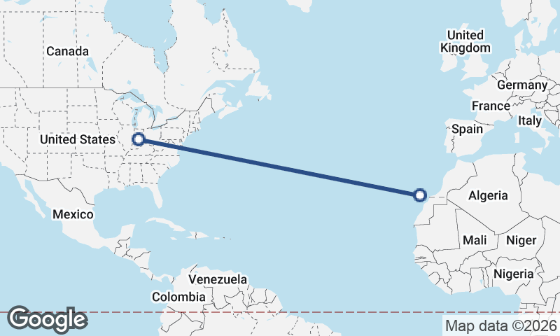 Las Palmas de Gran Canaria to Indianapolis