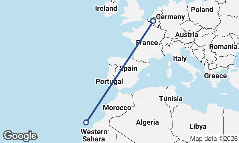 Las Palmas de Gran Canaria to Brussels