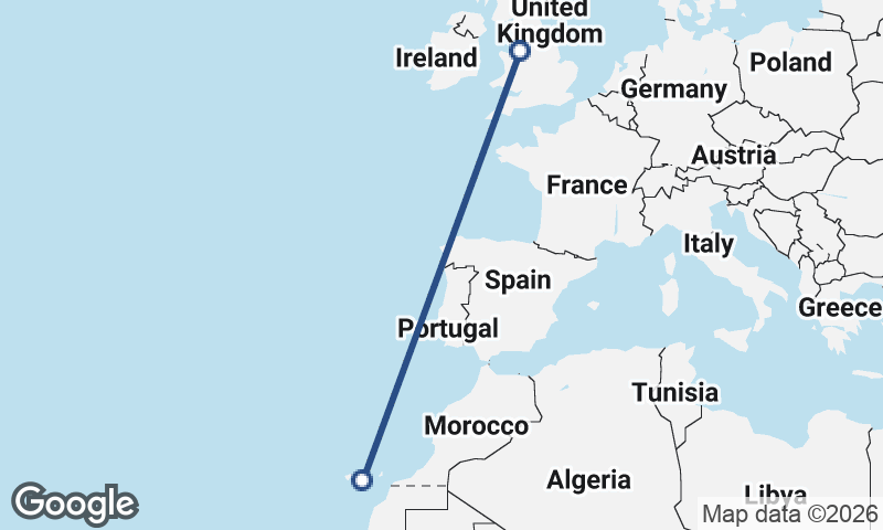Las Palmas de Gran Canaria to Liverpool