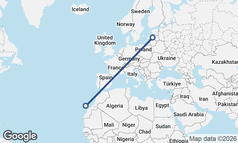 Las Palmas de Gran Canaria to Riga