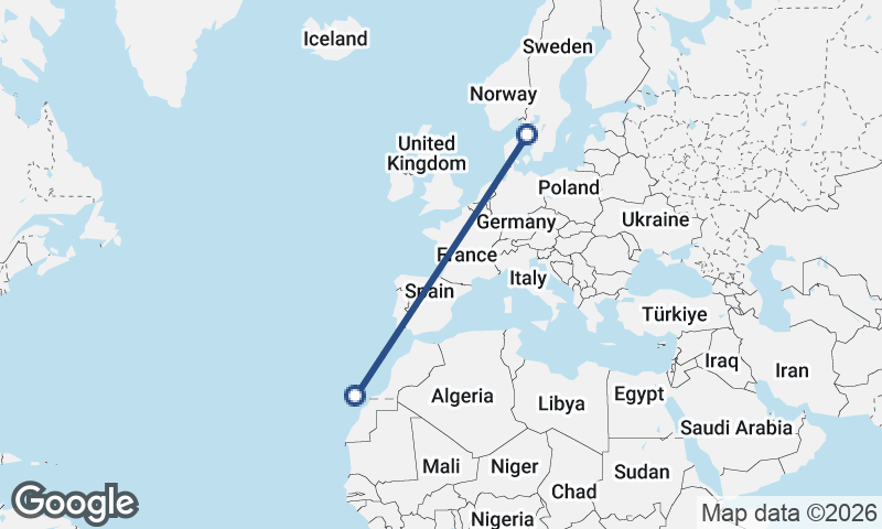 Las Palmas de Gran Canaria to Göteborg