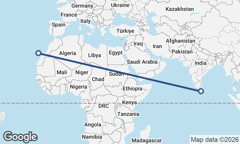 Las Palmas de Gran Canaria to Colombo